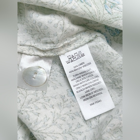 Laura Ashley Green Floral Linen Blouse Shirt Size 2X NWT - Picture 5 of 6